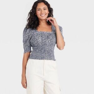 Universal Thread Blue Smocked Top